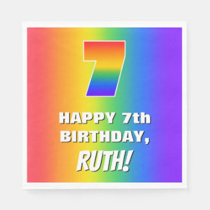 7. Geburtstag: Farbenfroh, Fun Rainbow Pattern # 7 Serviette