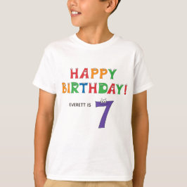 7. Geburtstag Farbenfrohe Alphabete mit Namen Kind T-Shirt
