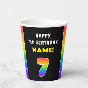 7. Geburtstag: Farbiger Regenbogen # 7, Individuel Pappbecher