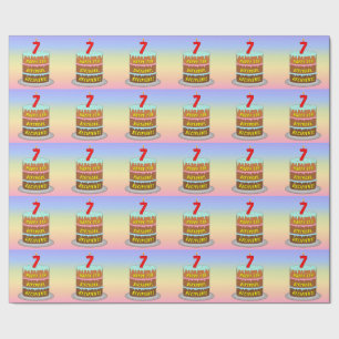 7. Geburtstag: Fun Cake and Candle + Individuelle Geschenkpapier