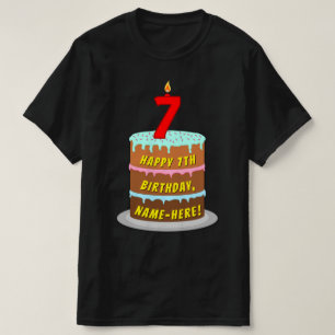 7. Geburtstag — Fun Cake & Candle, w/Individuelle  T-Shirt