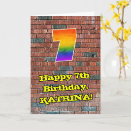 7. Geburtstag: Fun Graffiti Inspiriert Regenbogen Karte