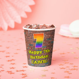 7. Geburtstag: Fun Graffiti Inspiriert Regenbogen Pappbecher