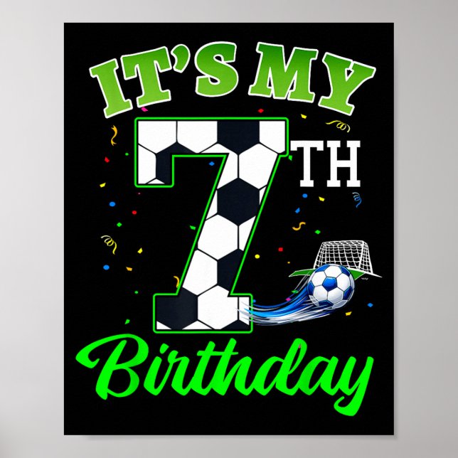 7. Geburtstag Fußball Junge Mädchen Kinder Fußball Poster (Vorne)