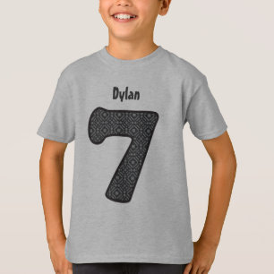7. Geburtstag GRAUES MUSTER siebenjährige T-Shirt