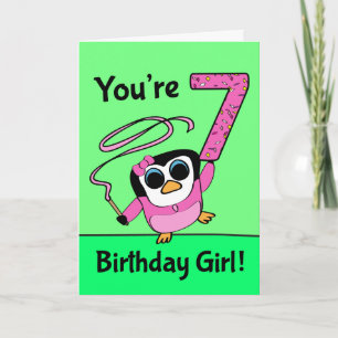 7. Geburtstag - Gymnast Penguin Karte