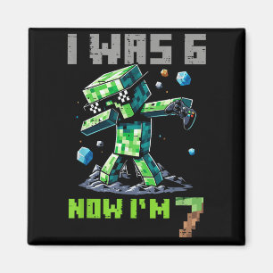 7. Geburtstag ich bin 6 jetzt bin ich 7 Pixel Dab  Magnet