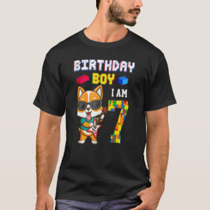 7. Geburtstag Junge Corgi Hund 7 Jahre alt Block B T-Shirt