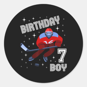 7. Geburtstag Junge Eishockey 7 Jahre alter Spaß B Runder Aufkleber
