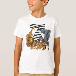7. Geburtstag Löwe, Tiger, Elefant, Zebra Kinder T-Shirt