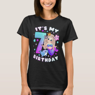7. Geburtstag, Mädchen 7 Jahre, Meerjungfrau, Numm T-Shirt