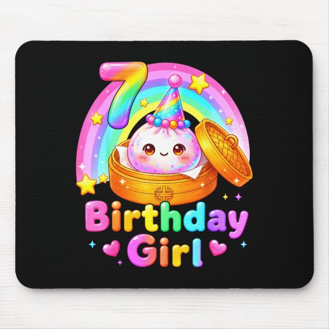7. Geburtstag Mädchen Dumpling Kawaii Pastell Anim Mousepad (Vorne)