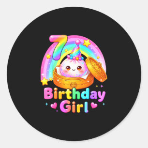 7. Geburtstag Mädchen Dumpling Kawaii Pastell Anim Runder Aufkleber