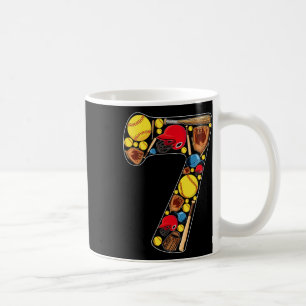 7. Geburtstag Mädchen Softball Thema 7 Jahre alte Kaffeetasse