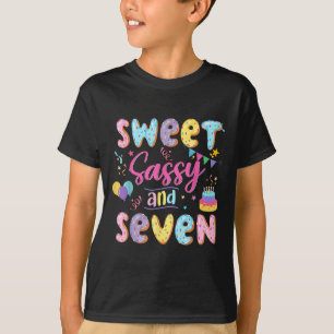 7. Geburtstag Mädchen Sweet Sassy und sieben Donut T-Shirt