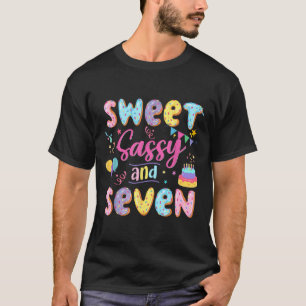 7. Geburtstag Mädchen Sweet Sassy und sieben Donut T-Shirt