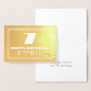 7. Geburtstag: Name + Art Deco Inspiriert Look "7" Folienkarte