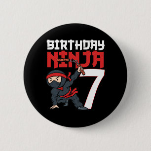 7. Geburtstag Ninja 7 Jahre alt Bday Party Junge Button