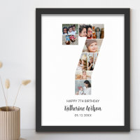 7. Geburtstag Nummer 7 Foto Collage Custom Bild