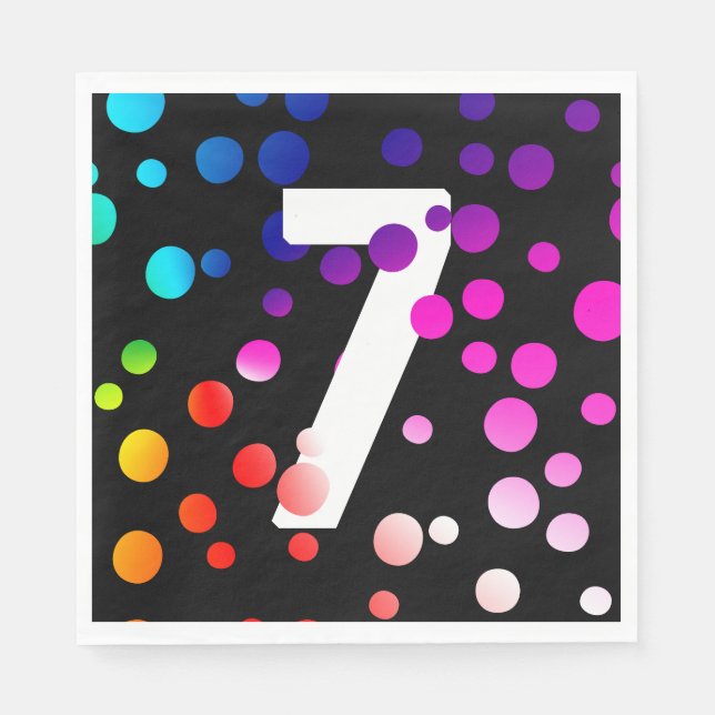 7. Geburtstag Regenbogen Punkte  Serviette (Vorderseite)
