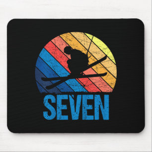7. Geburtstag Retro-Ski Skifahren 7 Jahre alte Jun Mousepad