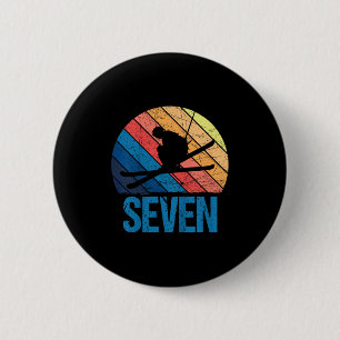 7. Geburtstag Retro Skifahren 7 Jahre Jungen Mädch Button