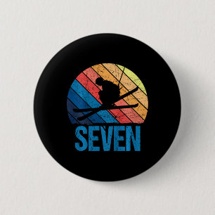 7. Geburtstag Retro Skifahren 7 Jahre Jungen Mädch Button