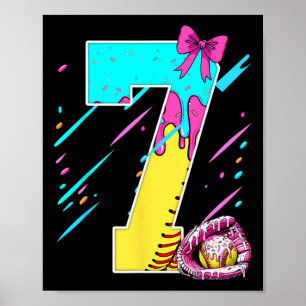 7. Geburtstag Softll Eis Drip Bow 7 Jahre Kind Poster