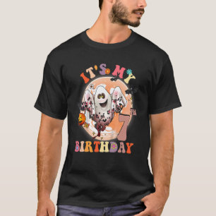 7. Geburtstag Spooky Boo 7 Jahre alt Groovy Retro T-Shirt