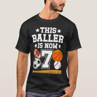 7. Geburtstag Sport Geburtstagsfeier Sieben Jahre  T-Shirt