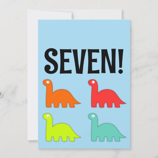 7. GEBURTSTAG T-REX DINOSAUR Party Einladungen (Vorderseite)