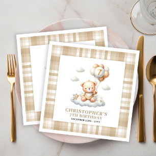 7. Geburtstag Teddybär Gold Elfenbein Servietten-S Serviette