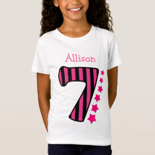 7 Geburtstags-Mädchen-Spitze mit Sternen V08B T-Shirt