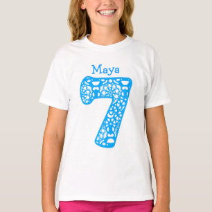 7 Geburtstags-Mädchen-Spitze-Zahl-individueller T-Shirt