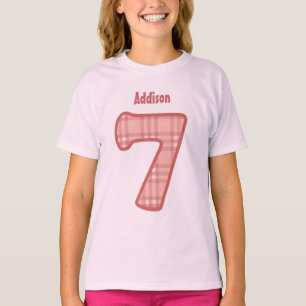 7. Geburtstags-ROSA KARIERTE siebenjährige T-Shirt