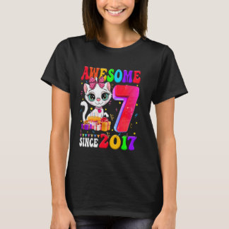 7. Geburtstagsfeier Mädchen Süße Katze 7 Jahre Alt T-Shirt