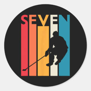 7. Geburtstagsgeschenk Seven Vintag Hockey Geburts Runder Aufkleber