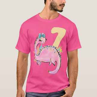 7. Geburtstagskarte Dinosaur Pink Dino Party Outfi T-Shirt