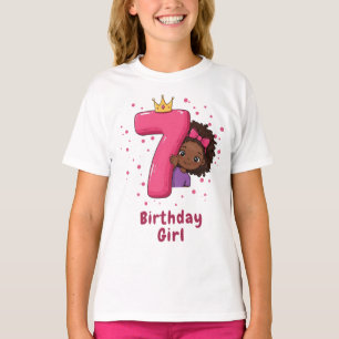 7. Geburtstagskarte mit Krone und rosa Zahl T-Shirt
