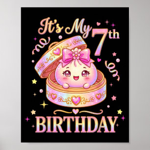 7. Geburtstagsmädchen Dumpling Kawaii Anime 7 Jahr Poster