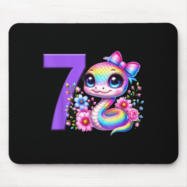 7. Geburtstagsmädchen-Schlangenparty-Regenbogen-Co Mousepad (Vorne)