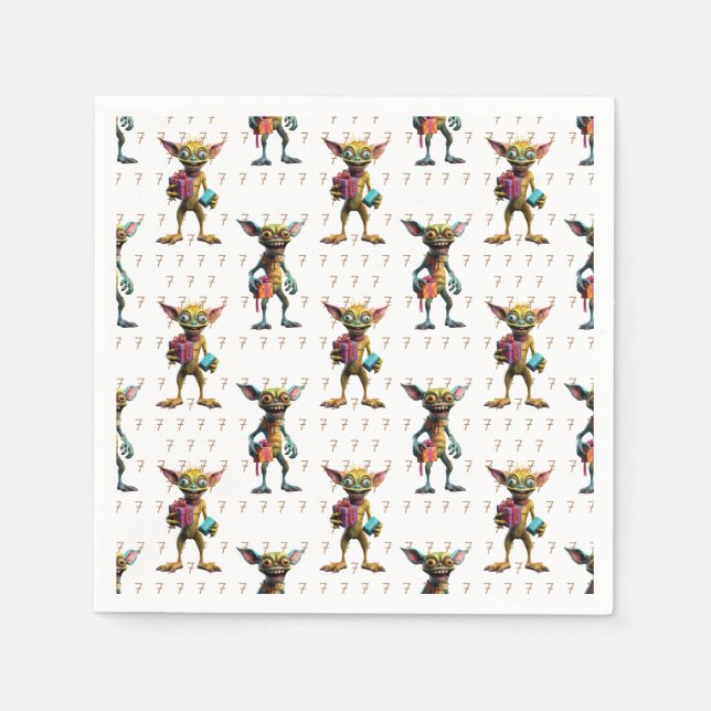 7 Geburtstagsmonster Gremlin Serviette (Vorderseite)
