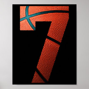 7. Geburtstagsparty Basketball Print Number 7 T-Sh Poster