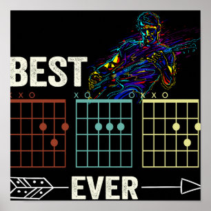 7 Gitarren-Rock-Musik-Shirt Vintage Bester Vater A Poster