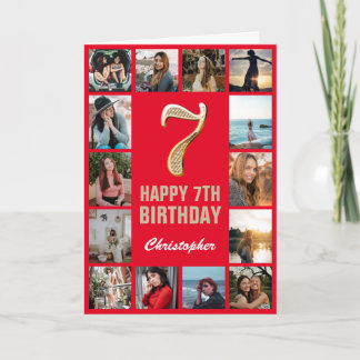 7. Glückwunsch zum Geburtstag Rot und Gold Foto Co Karte