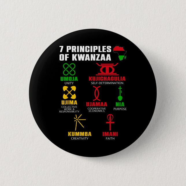 7 Grundsätze der Kwanzaa-Feier Pan African Bo Button (Vorderseite)