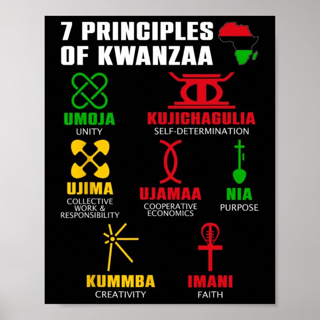 7 Grundsätze der Kwanzaa-Feier Pan African Bo Poster (Vorne)