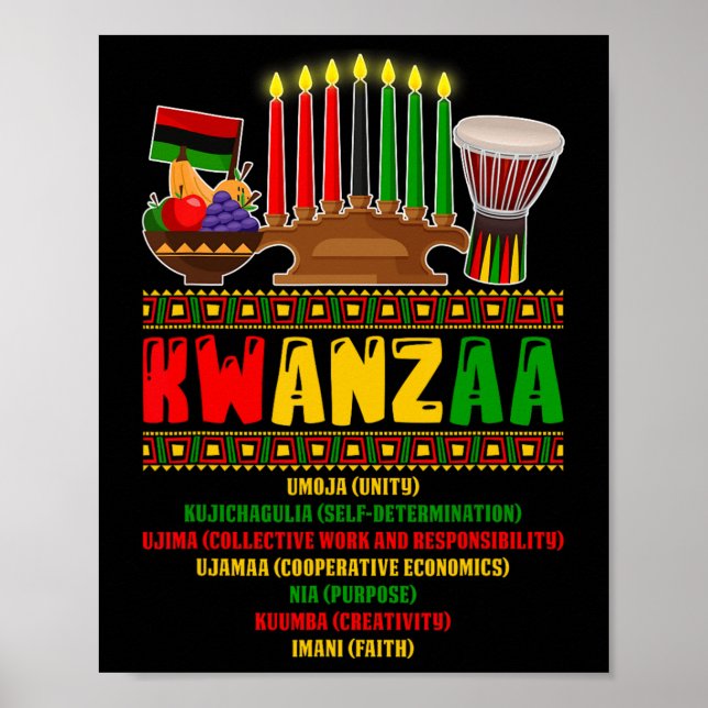 7 Grundsätze der Kwanzaa-Feier Pan African Bo Poster (Vorne)