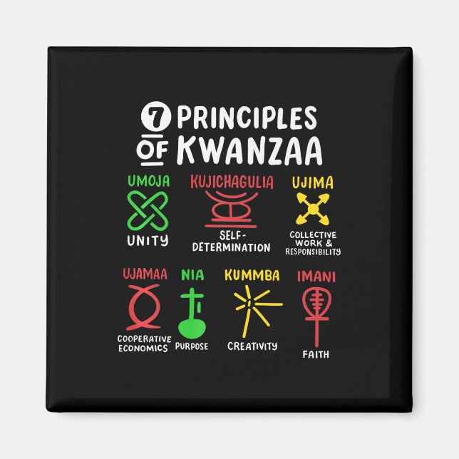 7 Grundsätze der schwarzen Amerikaner aus Kwanzaa Magnet (Vorne)