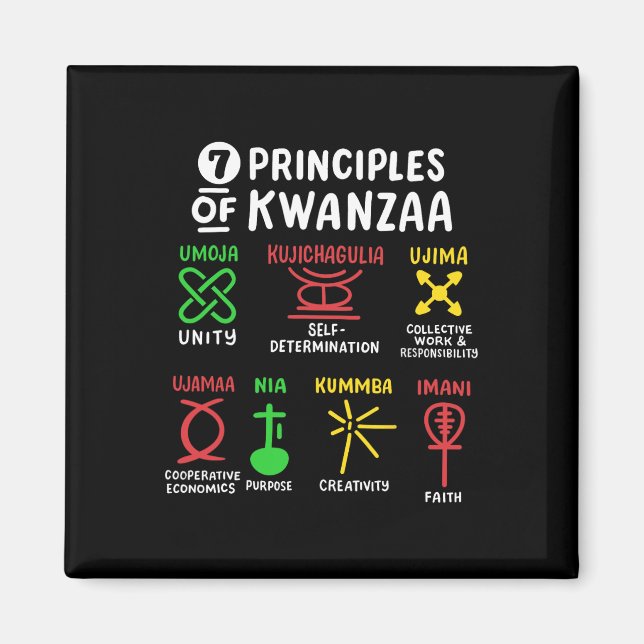 7 Grundsätze der schwarzen Amerikaner aus Kwanzaa Magnet (Vorne)